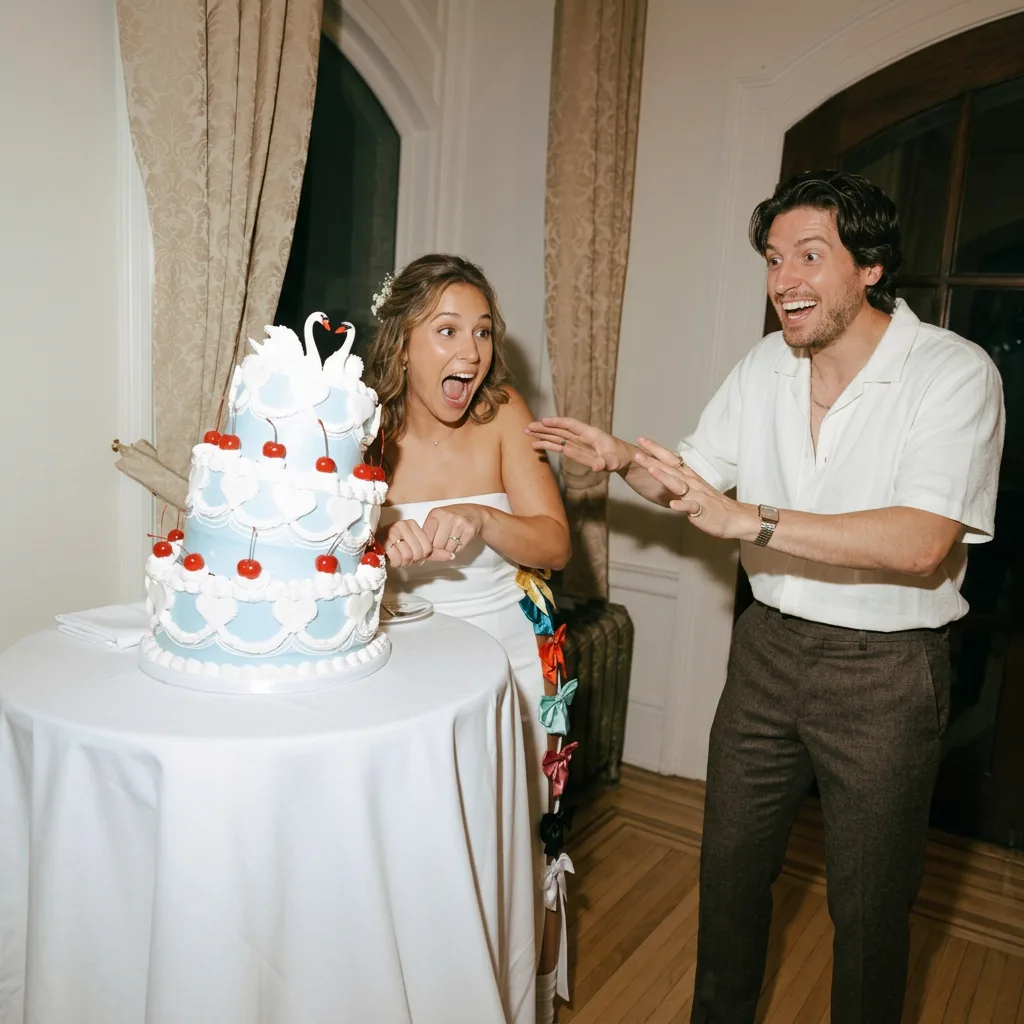 Cutting the swan cake